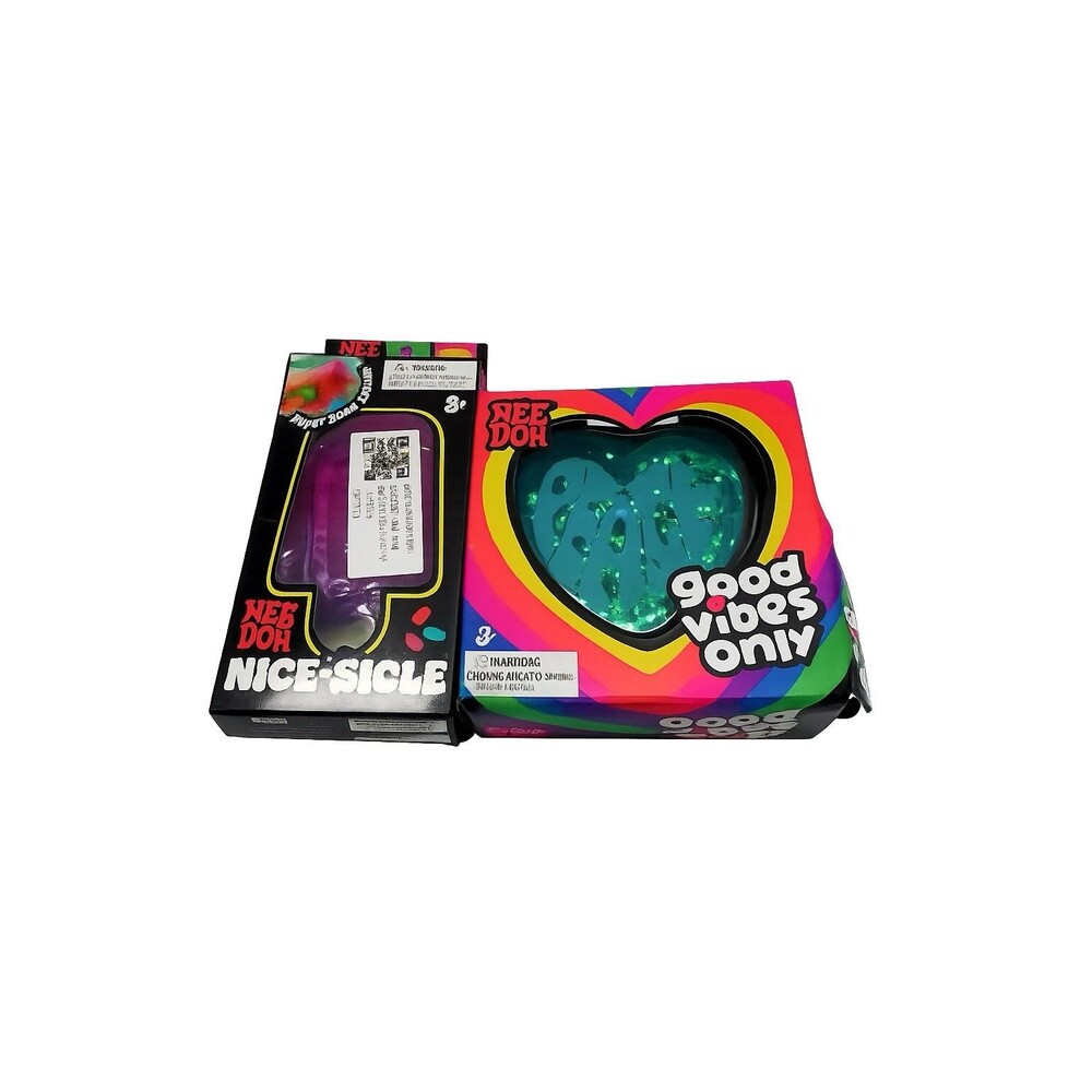 Set 2 Schylling Needoh Good Vibes Only Blue Peace Nice-Sicle Rainbow Squeeze